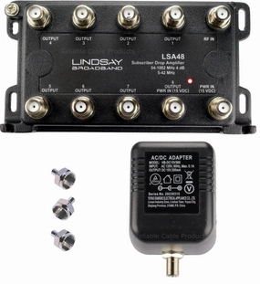 Reliable 8-Port TV Antenna Signal Splitter, Distribution Amplifier with Power Supply and F59 Terminators - Connect up to 8 Devices to 1 Antenna or Cable Line LSA48 power amplifier,stereo amp,hi-fi power amp,