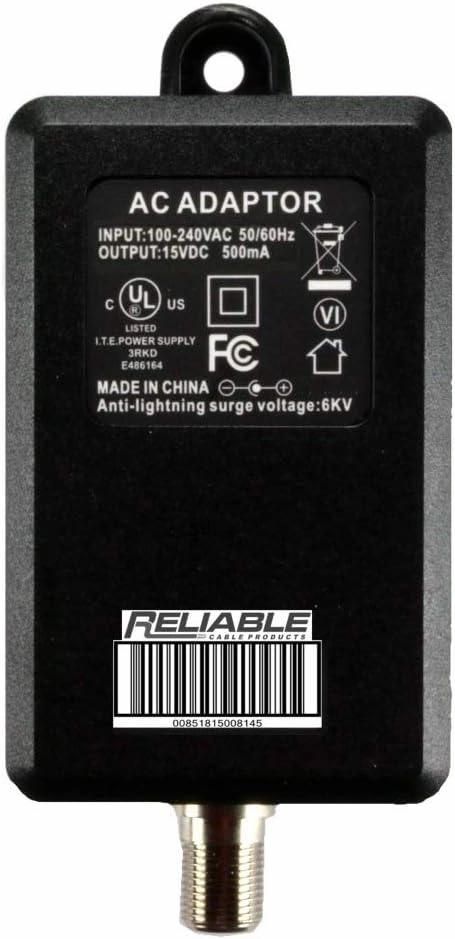 Reliable Cable Power Supply, High Efficiency OEM Replacement Wall Mount Adapter for CATV Drop Amplifiers 15V 500mA (0.5A) with F-Type Connection, DoE Level VI Rated power amplifier,stereo amp,hi-fi power amp,