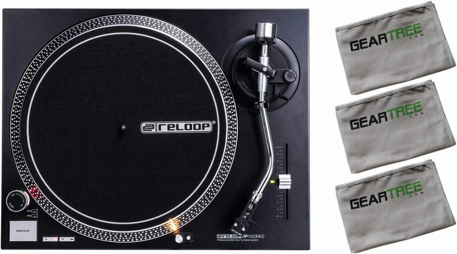 Reloop RP-1000-MK2 Belt Drive Turntable w/Polish Cloth 3 Pack belt-drive turntable,vinyl record player,audiophile turntable,