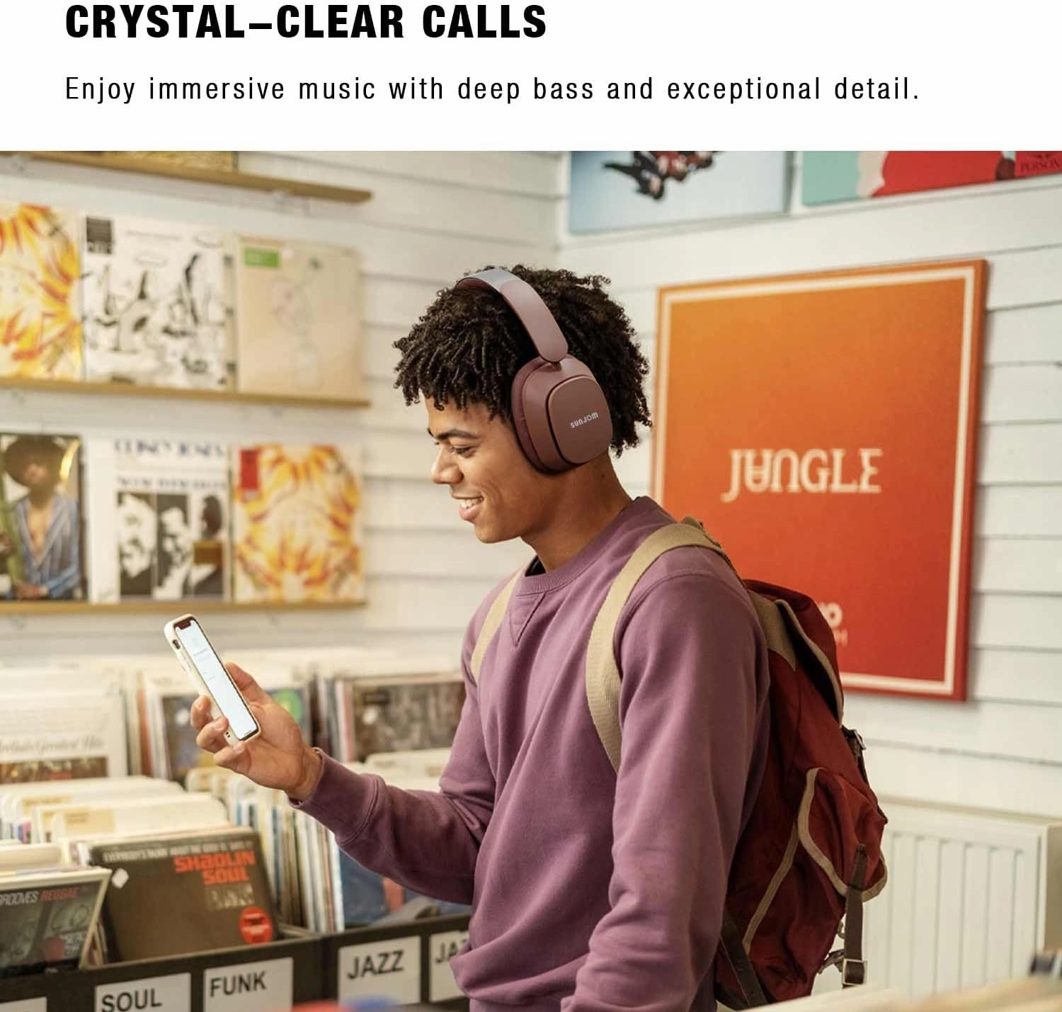 Remix 130H Playtime Bluetooth Over-Ear Wireless Headphones, ANC/ENC Active Noise Cancelling, Foldable Rotatable Lightweight Headphones with Microphone Type-C for Call Travel Sports (Pink Brown)
