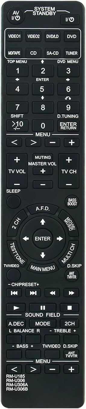 Replacement AV System Remote RM-U185 RM-U306 RM-U306A RM-U306B Compatible with Sony Home Theater Stereo Receiver STR-DE185 STR-DE497 STR-DE597 STR-DE595 STR-DE590 STR-DE197 STR-DE485 STR-DE485E home cinema system,5.1 home theater,surround sound package,