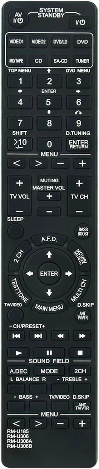 Replacement AV System Remote RM-U185 RM-U306 RM-U306A RM-U306B Compatible with Sony Home Theater Stereo Receiver STR-DE185 STR-DE497 STR-DE597 STR-DE595 STR-DE590 STR-DE197 STR-DE485 STR-DE485E home cinema system,5.1 home theater,surround sound package,