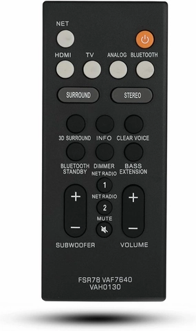 Replacement Remote for Yamaha YAS-103 YAS-105 YAS-106 YAS-107 ATS-1070 YAS-203 YAS-207 ATS-1030 ZV28960 ZV289600 FSR78 ATS 1060 Remote, Black Home Theater Speaker Replacement Soundbar home cinema system,5.1 home theater,surround sound package,