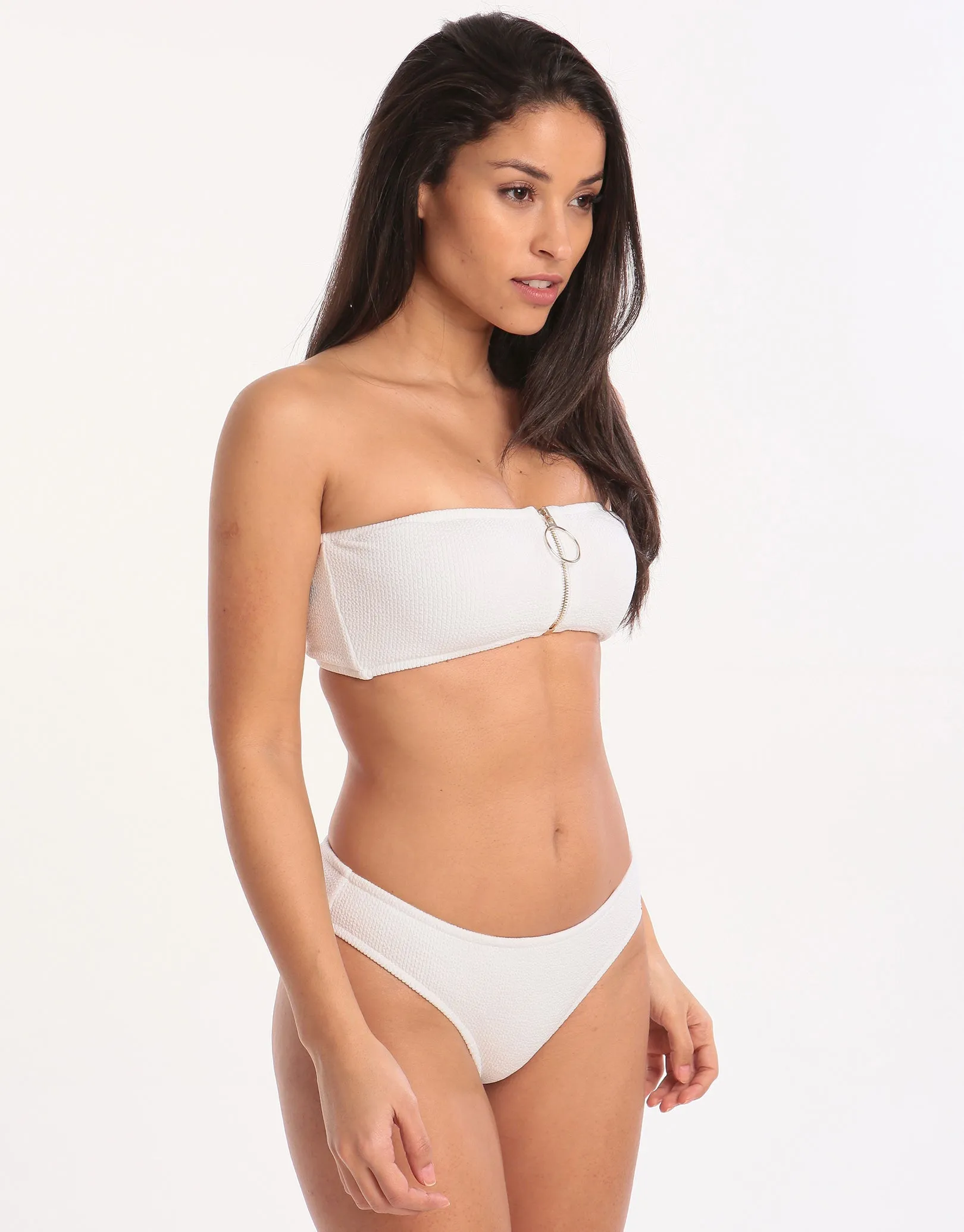 Retro Purity Zip Back Bikini Bottom - White