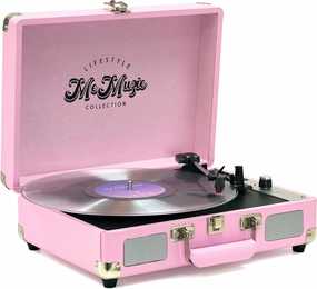 Retro Suitcase Belt Drive Turntable 3 Speeds 33/45/78rpm, Built-in Stereo Speakers, USB-C Power Adaptor with RCA Line Out Jack, Aux in, Headphone Jack, USB and SD Card Playback belt-drive turntable,vinyl record player,audiophile turntable,