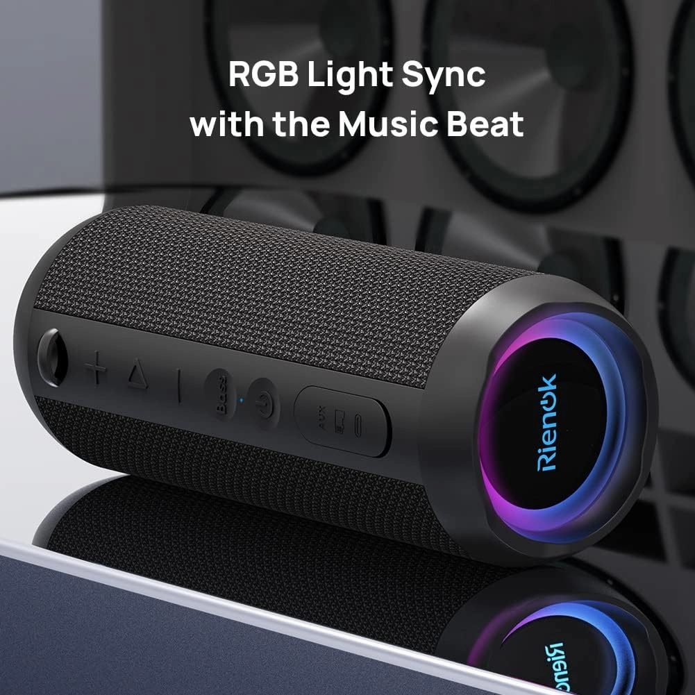 RIENOK Portable Bluetooth Speaker 30W Dual Pairing True Wireless Stereo HD Sound IPX7 Waterproof Outdoor Sport Shower Wireless Speaker Bluetooth 5.3 for Home Party