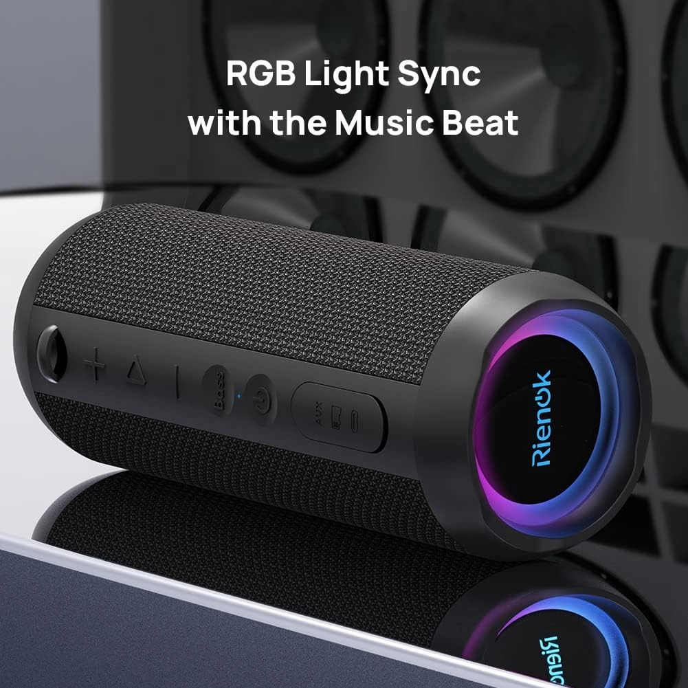RIENOK Portable Bluetooth Speaker 30W Dual Pairing True Wireless Stereo HD Sound IPX7 Waterproof Outdoor Sport Shower Wireless Speaker Bluetooth 5.3 for Home Party