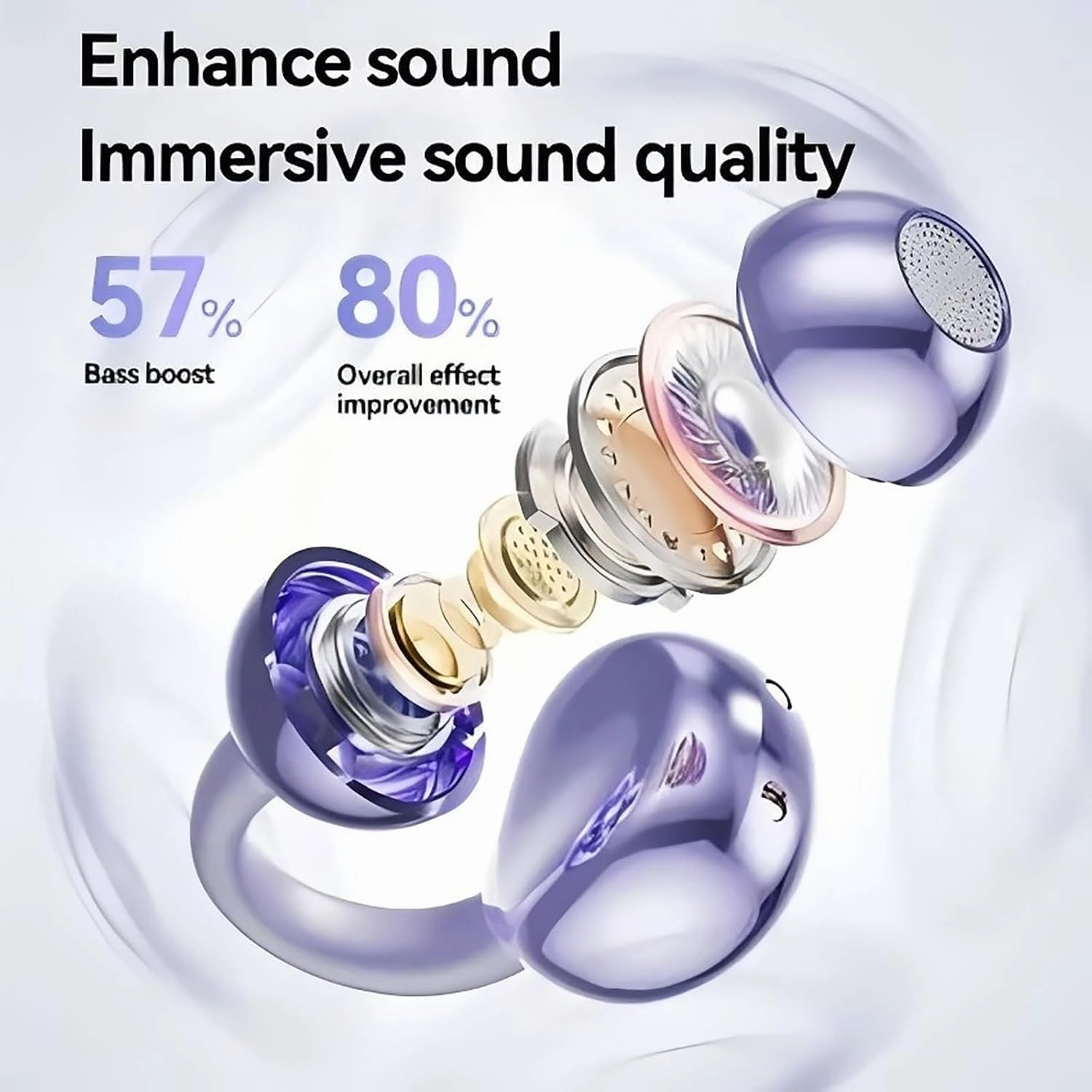 Rightfavour Headphones, Rightfavour Earphone Wireless Bluetooth, Ipx5 Waterproof Stereo Noise Reduction, Open Ear Earbuds Wireless Bluetooth 5.4 with C-Shaped Bridge (Black)