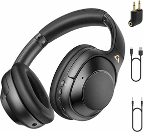 Riibox Y7Pro Hybrid Active Noise Cancelling Headphones, LDAC Hi-Res Audio, 75H Playtime, Deep Bass, Comfort Fit & Foldable Wireless Over-Ear Bluetooth Headphones for Home Office Travel  Black noise cancelling headphones,ANC headphones,travel headphones
