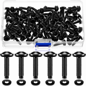 Ripeng 50 Set 10/32 Rack Screws with Nylon Washers Black Stainless Steel Rack Mount Screws for Audio Studio Machine Equipment Server Mounts Hardware Rails audio rack,hi-fi component stand,media shelf,