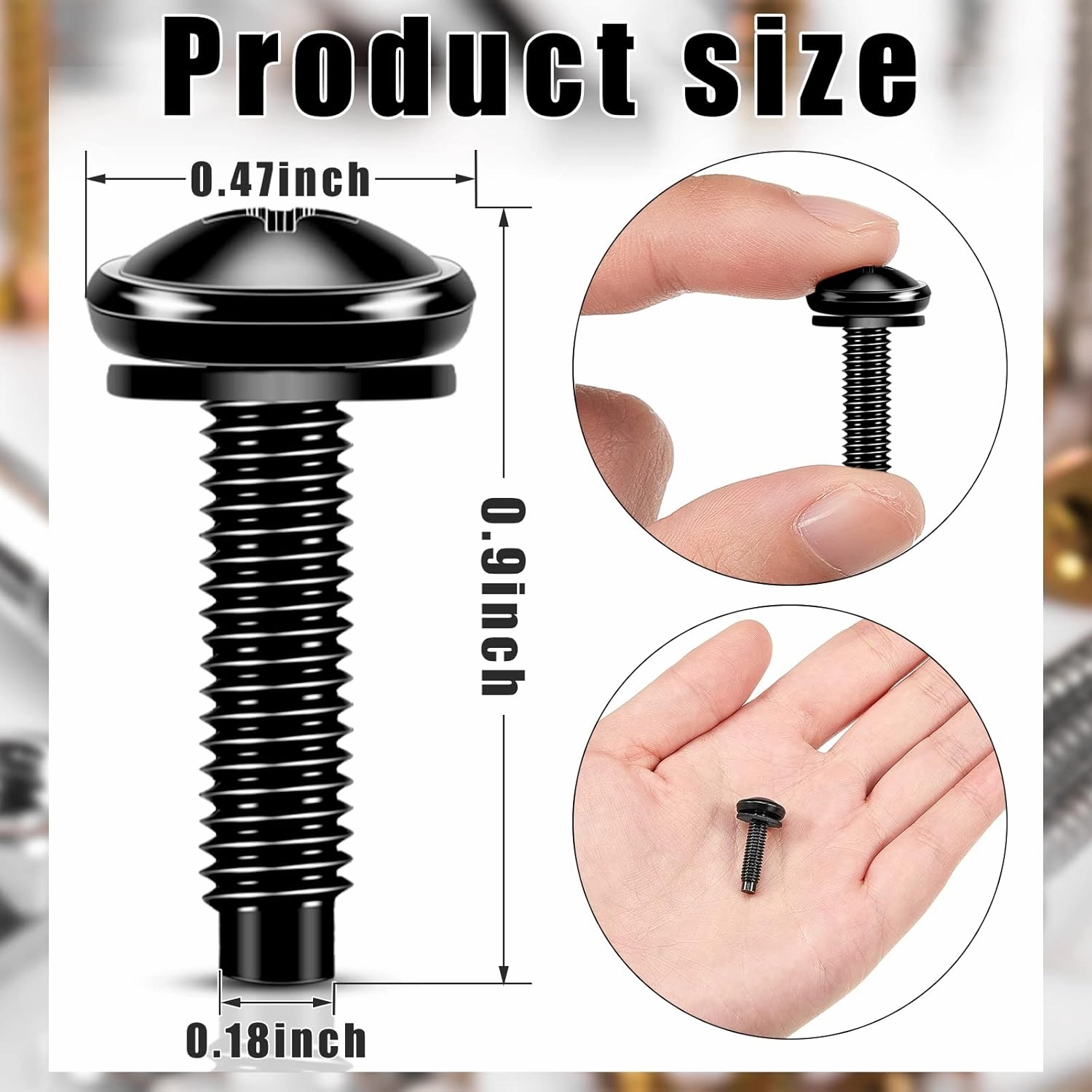 Ripeng 50 Set 10/32 Rack Screws with Nylon Washers Black Stainless Steel Rack Mount Screws for Audio Studio Machine Equipment Server Mounts Hardware Rails