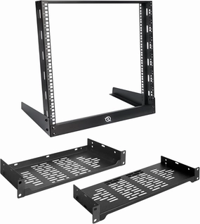 RIVECO 12U Desktop Rack for Audio & Network Devices, 19 Inch 2 Post Open Frame Shelf with Reinforced Beam, Black, 2.0 mm Cold-Rolled Steel, Rack Mount, Compatible with Desktop & Server, 6" Depth music server,hi-fi media server,digital audio st