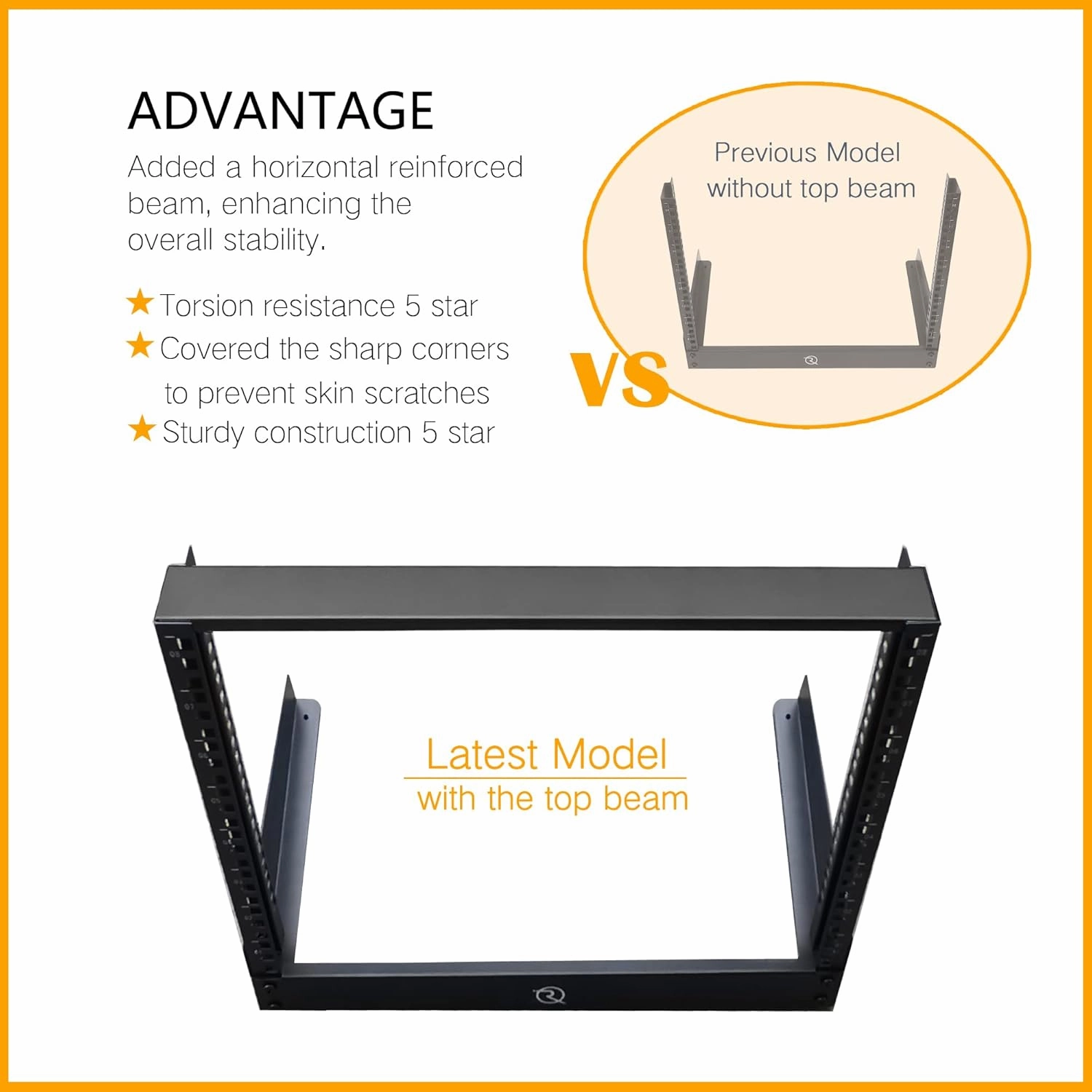 RIVECO 15U Desktop Rack for Audio & Network Devices 19 Inch 2 Post Open Frame Shelf with Reinforced Beam, Free Standing Tabletop Racks for IT Server Sound AV Music Recording Equipment