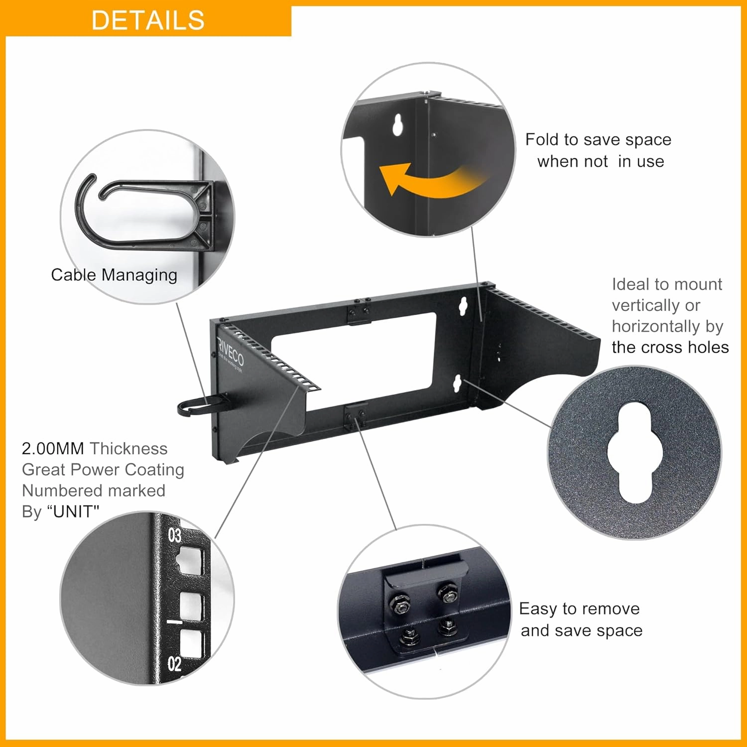 RIVECO 6U Wall Mount Rack for Network Reinforced Heavy Load 66LBS Small Server Racks Vertical & Horizontal Mounting for 19 inches IT & Studio Equipment.