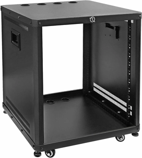RIVECO POMU 12U Network & Stereo Rack with Caster Wheels, Rolling Server Rack Open Cabinet for 19 inches Audio Video Musical & IT Equipment Mounting, Round & Square Holes, Build in Handles Heavy Duty music server,hi-fi media server,digital audi