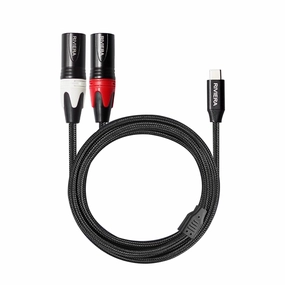 RIVIERA USB C to 2 XLR Cable Nylon Braid Aux Cable Low Noise for Digital Player Devices and Muscial Instrument Amplifier, Speaker, Mixer Console, etc 20FT/6.0M mixer console,audio mixing desk,DJ console,