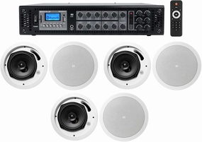 RockvilIe RCS180-6 180 Watt 6 Zone 70v Commercial/Restaurant Amplifier/Bluetooth Bundle with (3) JBI Control 16C/T 6.5" 30w 70v Commercial Ceiling Speakers for Restaurant/Bar (4 Items) soundbar,TV speaker bar,home theater soundbar,