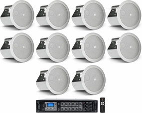 Rockville 10 JBL Control 14C/T 4" in-Ceiling Speakers Bundle Receiver Amp for Restaurant/Bar/CAF (11 Items) soundbar,TV speaker bar,home theater soundbar,