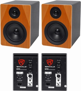 Rockville (2) DPM5C Dual Powered 5.25" 300 Watt Active Studio Monitor Speakers studio monitors,nearfield speakers,mixing reference monitors,