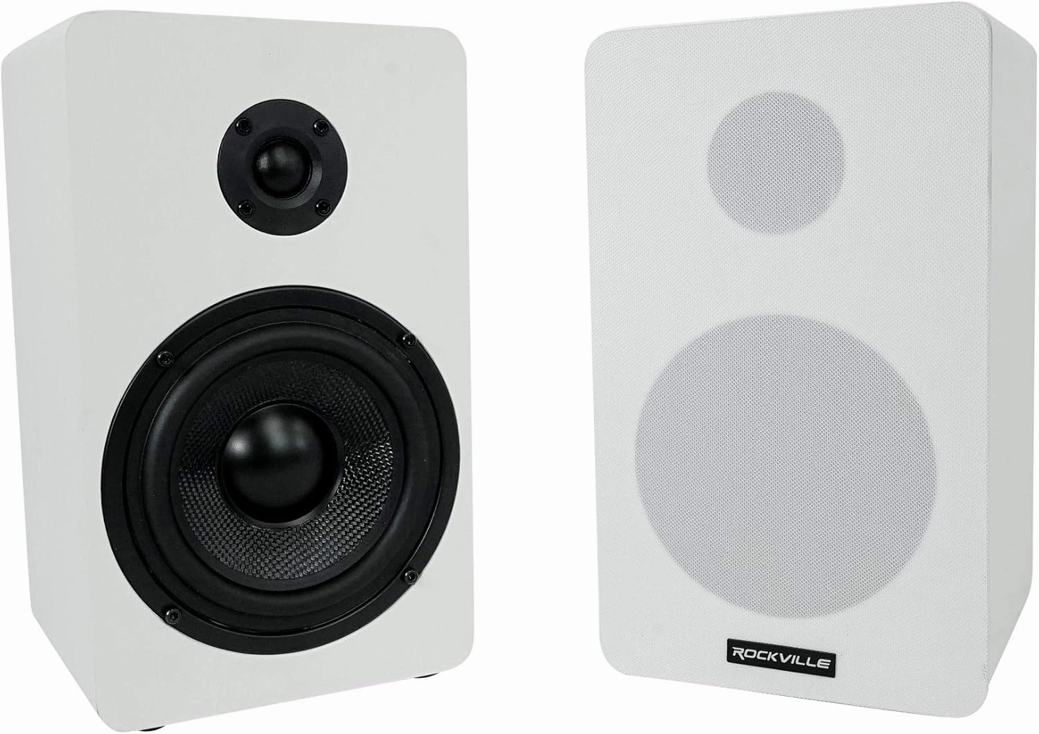 Rockville 2 RockShelf 58W 360W White 5.25" Home Theater Bookshelf Speakers/8 Ohm