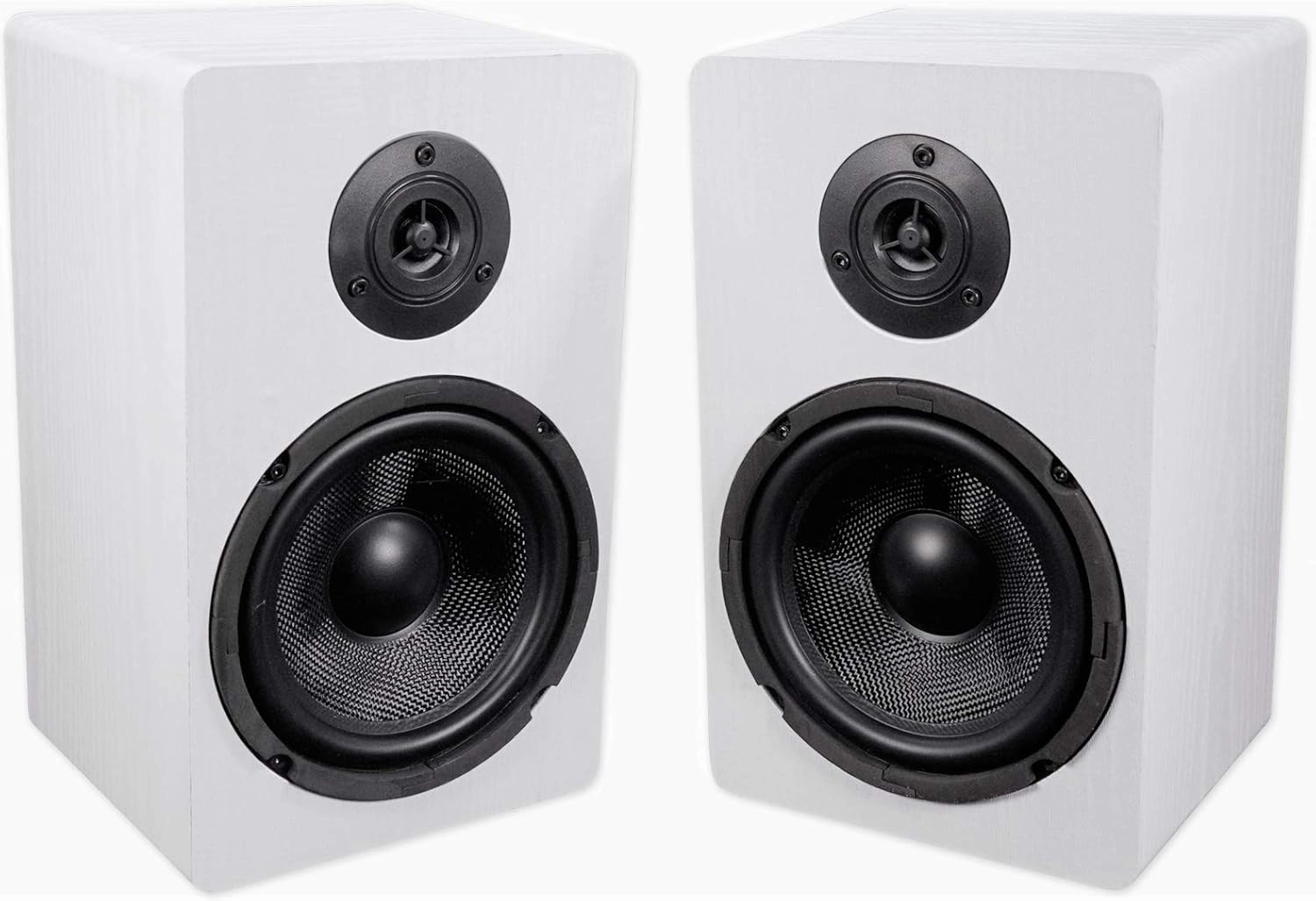 Rockville 2 RockShelf 68W 400w White 6.5" Home Theater Bookshelf Speakers/8 Ohm