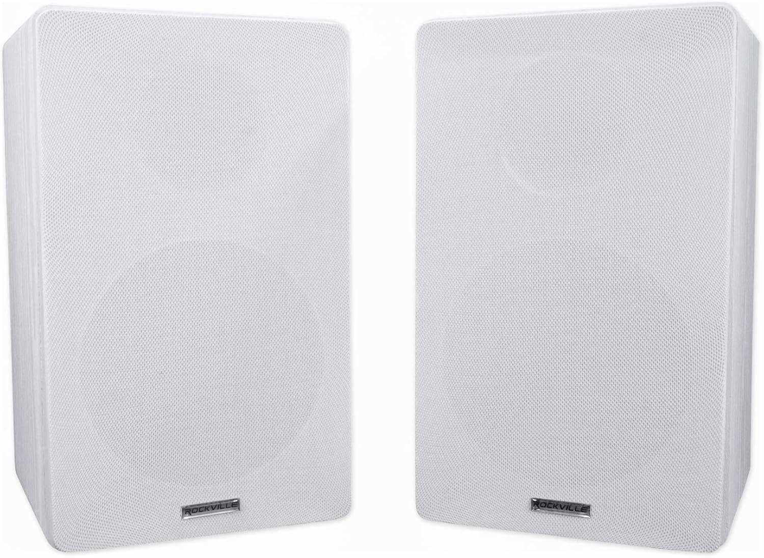 Rockville 2 RockShelf 68W 400w White 6.5" Home Theater Bookshelf Speakers/8 Ohm