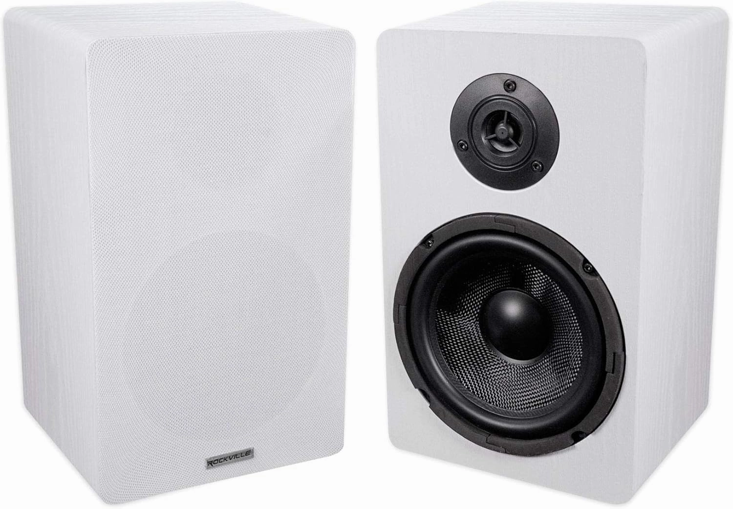 Rockville 2 RockShelf 68W 400w White 6.5" Home Theater Bookshelf Speakers/8 Ohm studio monitors,nearfield speakers,mixing reference monitors,