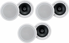 Rockville (6) HC85-16 White 8" 700 Watt in-Ceiling Home Theater Speakers 16 Ohm soundbar,TV speaker bar,home theater soundbar,