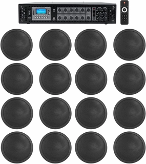 Rockville 6-Zone Amp 16 Black 6" Ceiling Speakers for Restaurant/Bar/Cafe/Office soundbar,TV speaker bar,home theater soundbar,