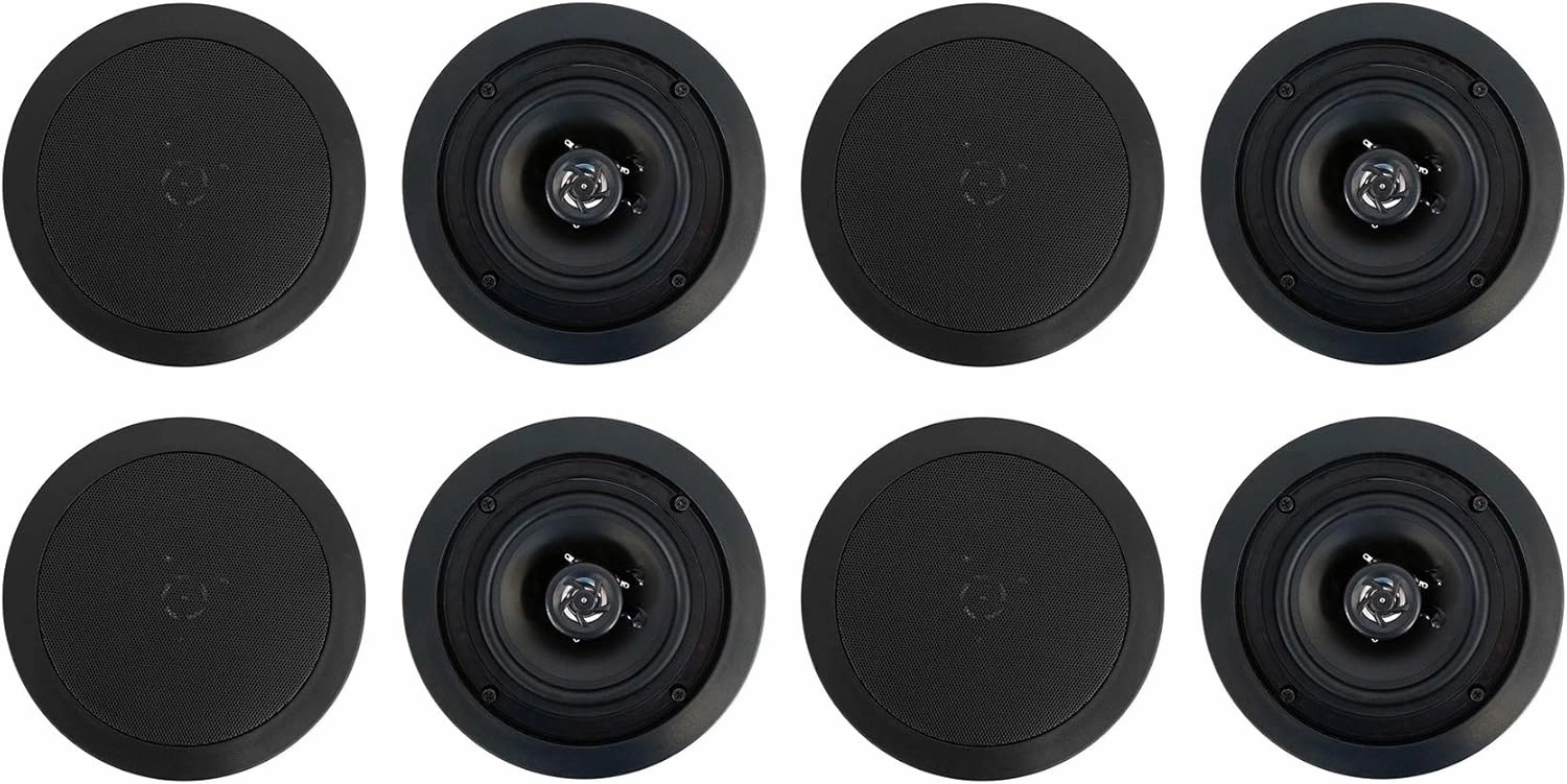 Rockville (8) CC525T Black 5.25" Commercial 70v Ceiling Speakers for Restaurant soundbar,TV speaker bar,home theater soundbar,