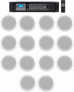 Rockville Bluetooth Multi Room 6 Zone Home Audio System w/(14) Ceiling Speakers soundbar,TV speaker bar,home theater soundbar,