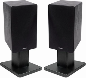 Rockville Bundle: (2) RockShelf 64B 400w Black 6.5" Home Theater Bookshelf Speakers/4 Ohm Bundle with (2) RHT8B Bookshelf Desktop Speaker/Studio Monitor Stands-Black (4 Items) studio monitors,nearfield speakers,mixing reference monitors,
