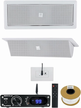 Rockville Bundle: Pair LUX Stealth D4 Motorized Dual 4" Ceiling/Wall Speakers Bundle with BLUDAC2B Hi-Res 192K Amplifier, CL16-100-2 CL2 Rated 100' 16AWG Speaker Wire (3 Items) bookshelf speakers,compact stereo speakers,hi-fi shelf speakers,