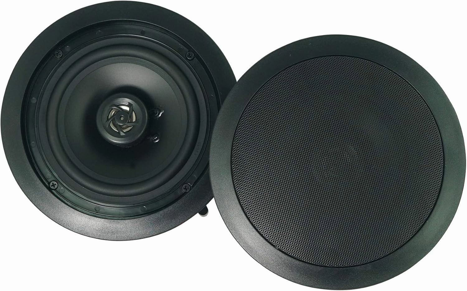 Rockville CC65T Black 6.5" 70V Ceiling Speakers (2), 20W Power, Aimable Tweeter, Paintable Grill, Flush Mount, Perfect for Restaurants/Bars/Cafes