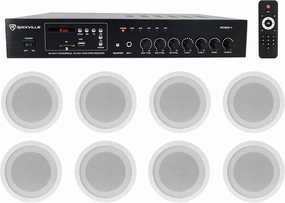 Rockville Commercial 70v Amp (8) White 5" Ceiling Speakers 4 Restaurant/Bar/Cafe soundbar,TV speaker bar,home theater soundbar,
