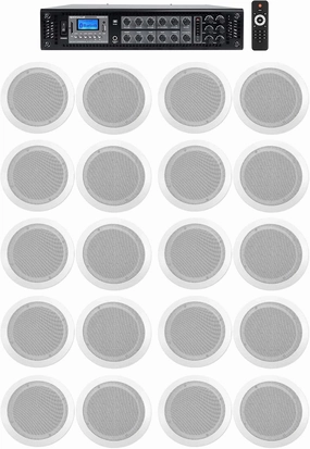 Rockville Commercial Receiver 20 6.5" 2Way White Ceiling Speakers 4 Hotel/Office soundbar,TV speaker bar,home theater soundbar,