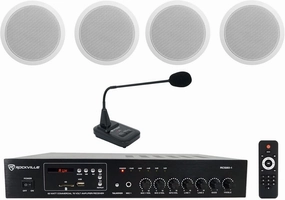 Rockville Commercial Restaurant Amp 4 6" Ceiling Speakers Paging Microphone Mic soundbar,TV speaker bar,home theater soundbar,