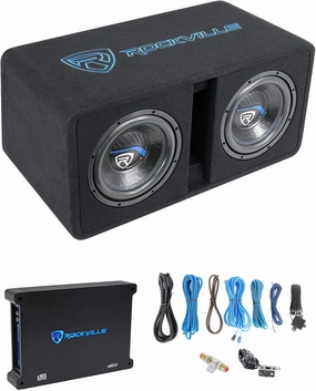 Rockville DK510 Dual 10" 2400W K5 Car Subwoofer Enclosure DB12 Amplifier, 2-Ohm, Deep Bass, Durable MDF, Complete Wiring Kit, for Car Audio Enthusiasts audiophile subwoofer,active subwoofer,low frequency speaker,