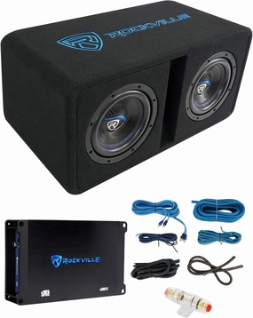 Rockville DK58 PACKAGE Dual 8" 1600W Loaded K5 Car Subwoofer Enclosure DB11 Amp, 2 Ohm, Deep Bass, Compact Design, Easy Installation, for Car Audio Enthusiasts audiophile subwoofer,active subwoofer,low frequency speaker,