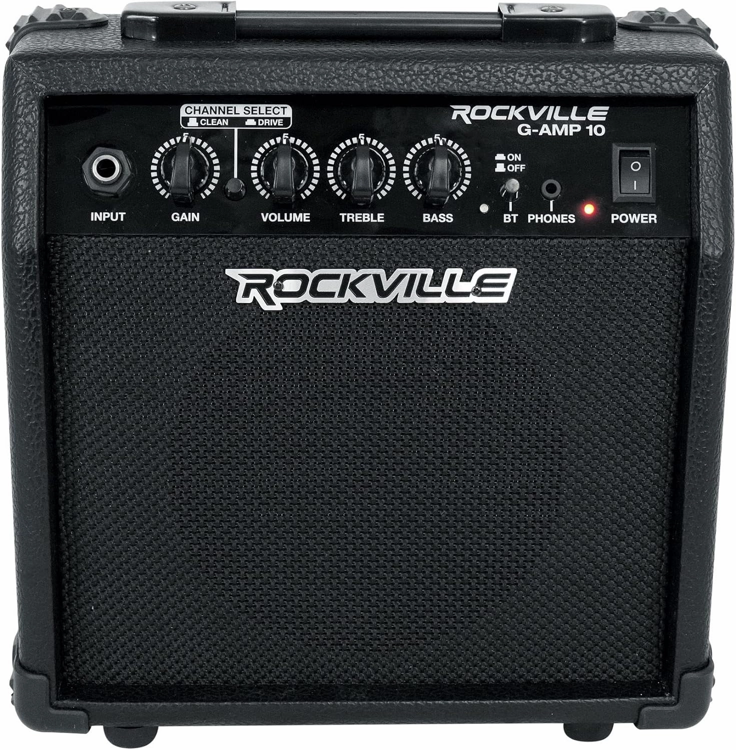 Rockville G-AMP 10W Guitar Amplifier with Bluetooth, Clean/Distortion Modes, 3-Band EQ, Headphone Out, Perfect for Home Practice and Small Gigs headphone amplifier,portable amp,desktop headphone amp,
