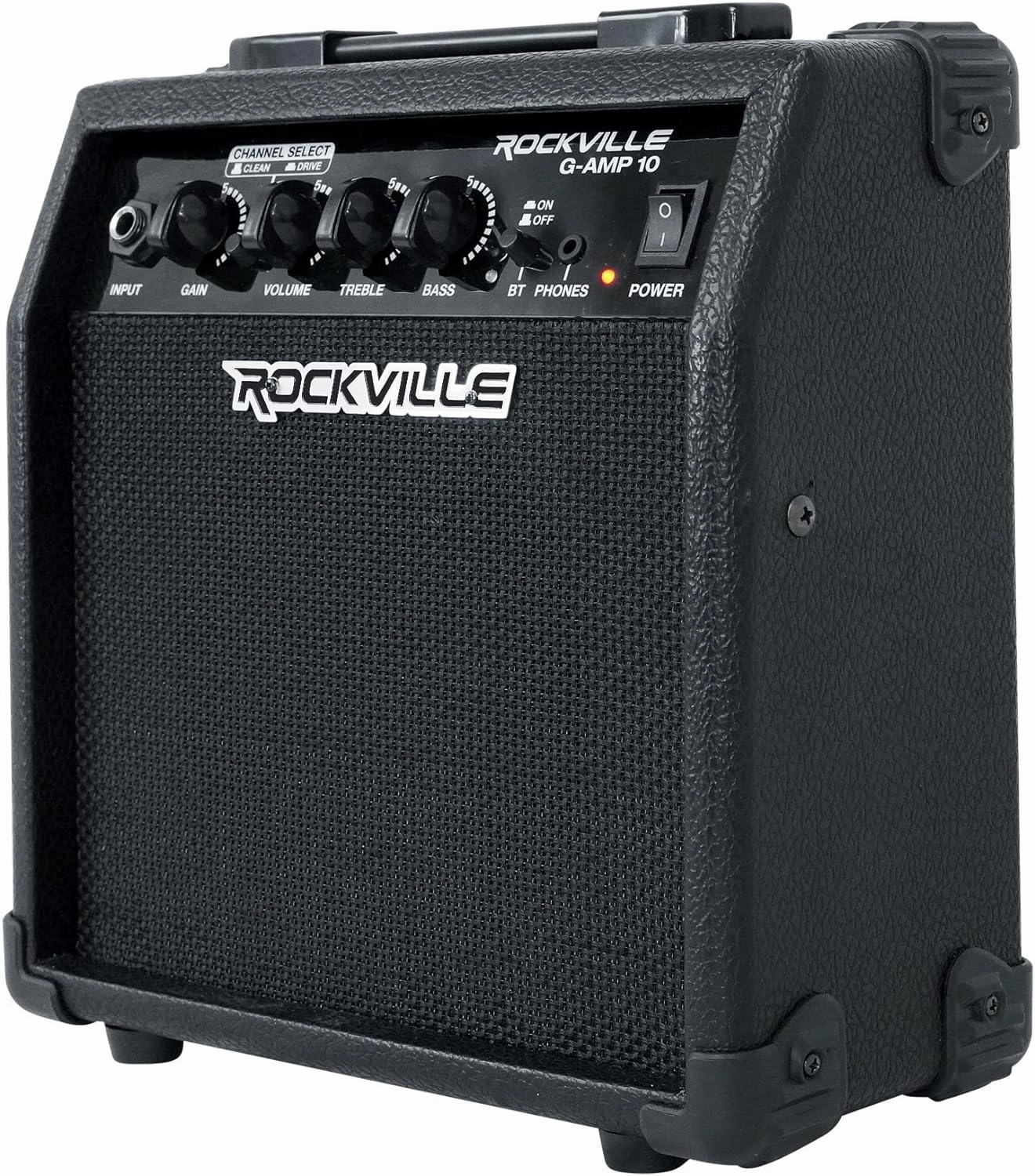 Rockville G-AMP 10W Guitar Amplifier with Bluetooth, Clean/Distortion Modes, 3-Band EQ, Headphone Out, Perfect for Home Practice and Small Gigs