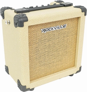 Rockville G-CHARGE 20 Beige 20W Battery-Powered Guitar Amplifier, 6.5 Speaker, Spring Reverb, Bluetooth, Mic Input, Kickback Stand, Rechargeable Amp, For Street Performances, Home Jams & Outdoor Play power amplifier,stereo amp,hi-fi power amp,