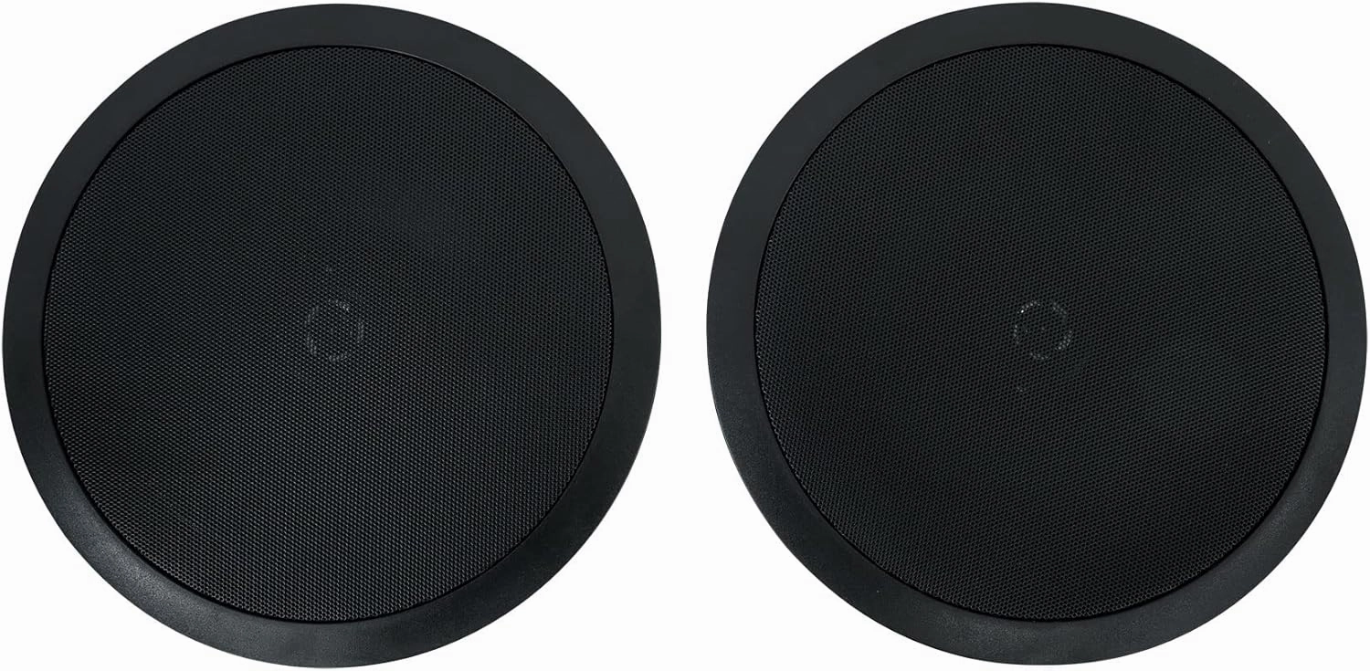 Rockville HC85-16 Black 8" 700 Watt In-Ceiling Home Theater Speakers 16 Ohm, Aimable Tweeter, Paintable Grills, High Power, for Home Audio Systems