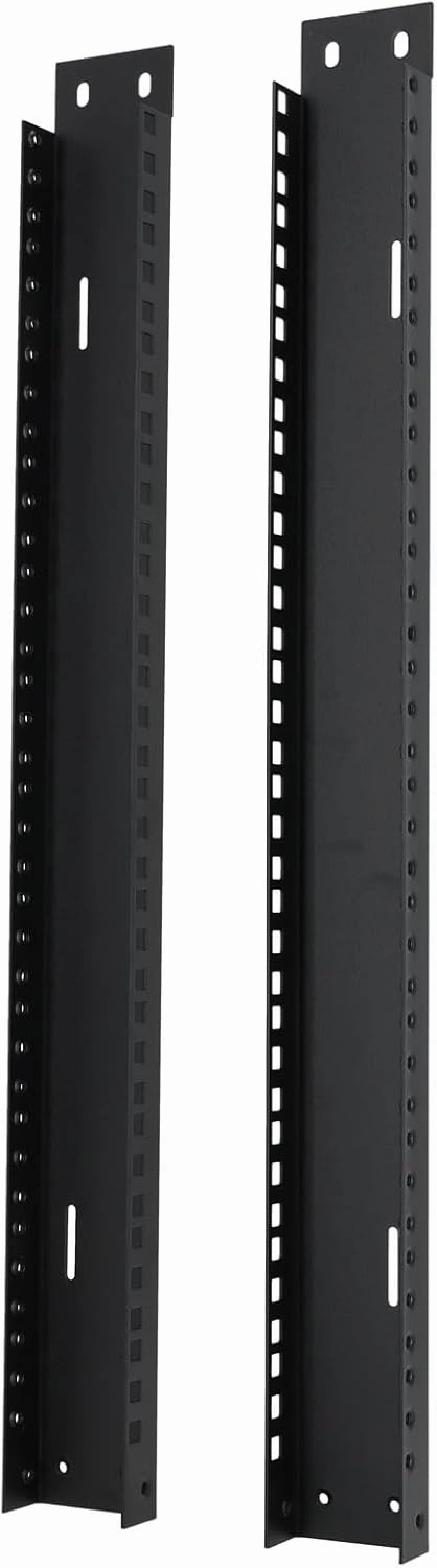 Rockville RAIL12U 12U Reversible Rack Rails with M5 Circle or Square Screw Holes - 23.4" Rackmount Rails for 6U Racks, Circle & Square Hole Options for Quick Gear Installation and Protection rackmount gear,audio rack equipment,studio rackmounts,