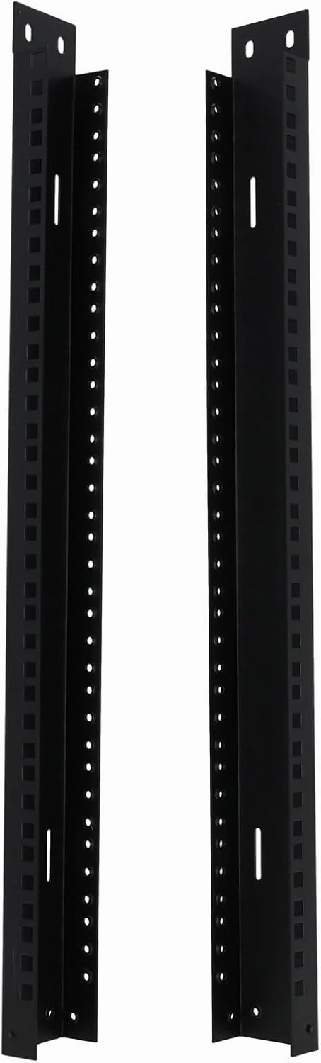 Rockville RAIL12U 12U Reversible Rack Rails with M5 Circle or Square Screw Holes - 23.4" Rackmount Rails for 6U Racks, Circle & Square Hole Options for Quick Gear Installation and Protection