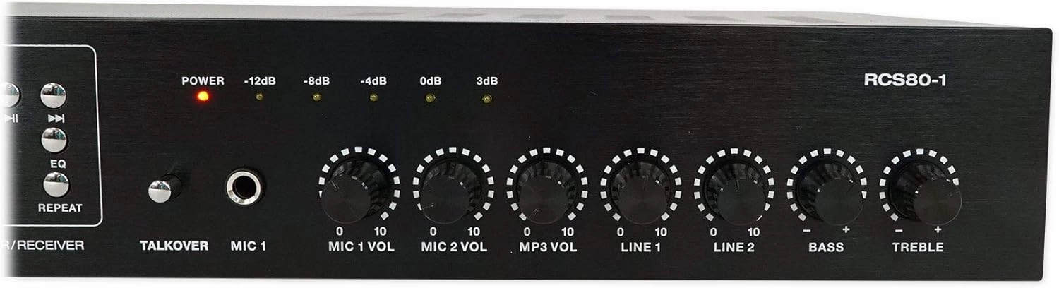 Rockville RCS80-1 60 Watt 70v Commercial Amplifier/Bluetooth 5.0 Receiver, Multi-Zone Audio, USB/SD Inputs, FM Radio, for Restaurants and Small Businesses