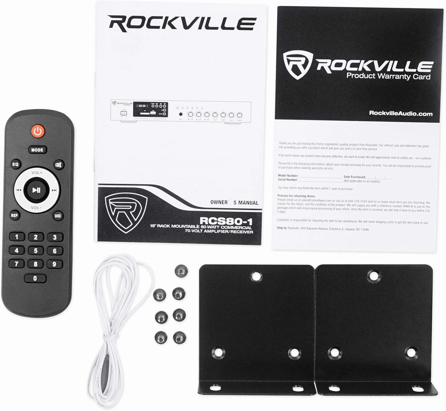 Rockville RCS80-1 60 Watt 70v Commercial Amplifier/Bluetooth 5.0 Receiver, Multi-Zone Audio, USB/SD Inputs, FM Radio, for Restaurants and Small Businesses
