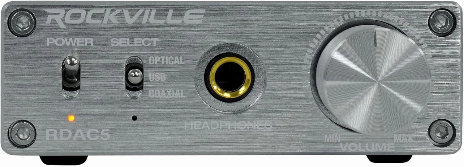 Rockville RDAC5S 24-Bit/96kHz DAC USB/Optical/RCA/Headphone Amp, Lossless Audio, Headphone Amplifier, Compact Design, for Audiophiles and Home Theater audiophile headphones,high-end headphones,studio over-ear,