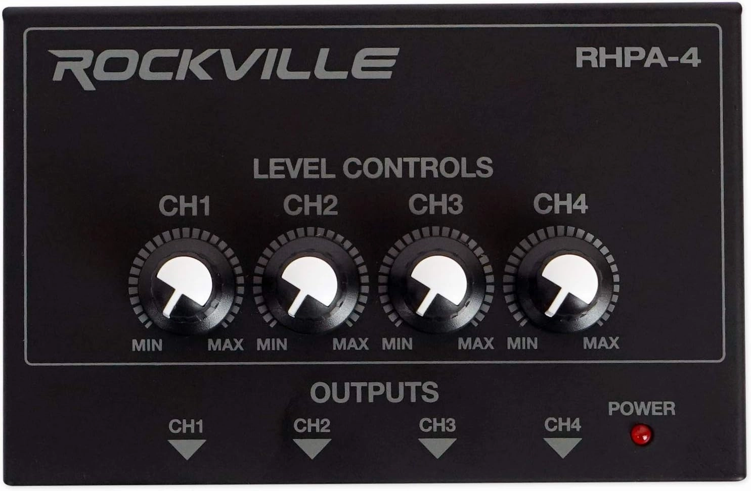 Rockville RHPA4 400mW 4-Channel Headphone Amplifier, Stereo/Mono Switch, Independent Volume Control, Compact Design, Perfect for Studio Monitoring and Podcasting headphone amplifier,portable amp,desktop headphone amp,