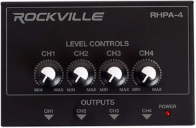 Rockville RHPA4 400mW 4-Channel Headphone Amplifier, Stereo/Mono Switch, Independent Volume Control, Compact Design, Perfect for Studio Monitoring and Podcasting headphone amplifier,portable amp,desktop headphone amp,
